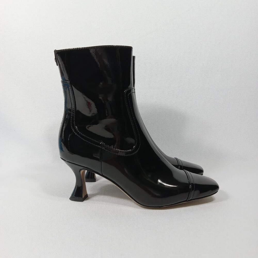 SAM EDELMAN Livia Black Patent Faux Leather Bootie Women's Size 5.5